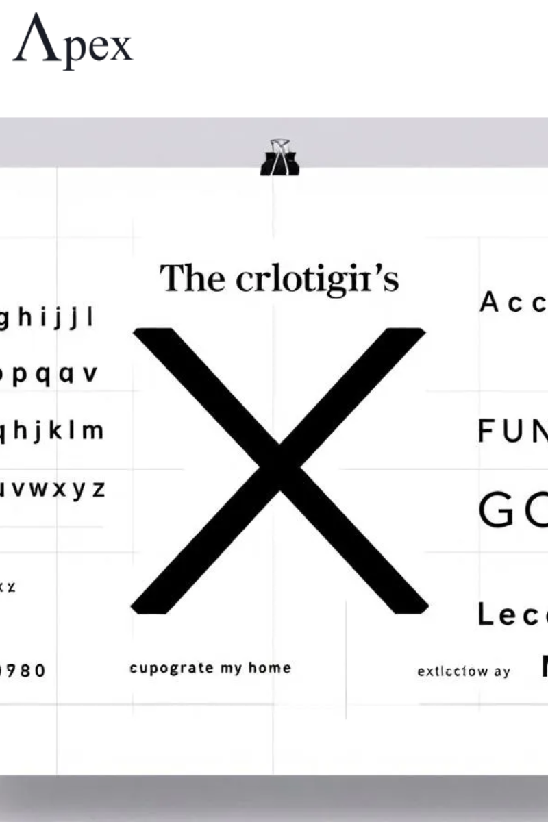 Typography concept design featuring a large X logo and alphabet samples